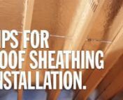This instructional video covers how to store, space, and fasten OSB (oriented strand board) roof sheathing, including radiant barrier roof sheathing.nn1. Moisture Management - Keep your OSB roof sheathing dry before and after you installn2. Proper spacing - Make sure you properly space your OSB roof sheathing to avoid bucklingn3. Proper fastening - Make sure you use proper fasteners and space them accordingly nnhttp://www.norbord.com/na/roof-sheathing