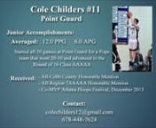 Cole Childers #11nPoint GuardnClass of 2015nH: 6&#39;0