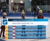 Singapore Short Track Nationals 2015nnSkaters:n- POK Alyssa Jing Yingn- POK Brandon Yan Kain- CHUA Annette Rae-Annen- CHANDRA Anika Chu Wen Jing
