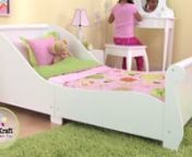 Our Sleigh Toddler Bed helps make the transition from a crib to a regular bed as easy as possible. Kids just love showing mom and dad how grown up they are when they can finally say goodbye to sleeping in a crib for good. Features include:nn• Fits most crib mattressesn• Low to the ground to allow easy access for kidsn• Bed rails keep kids safe and securen• Smart, sturdy construction with additional support in the middle of the framen• Bedding, pillows and mattress not includedn• Pa