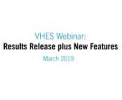 VHES Results Release plus new features March 2019 from vhes