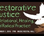 Restorative Justice: A Relational, Healing, and Radical PracticennFania Davis will discuss Restorative Justice origins, principles, practices, and critical issues, with a focus on the ongoing project in Oakland, California. She will address RJ’s origins in indigenous cosmology as well as its kinship with feminist and relational theory. The talk will also explore RJ’s intersections with abolitionism, #BlackLivesMatter, and movements to end sexual violence.nnnAbout Fania: Restorative Justice f