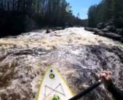 Almost clean descent down the Kettle River in MN during Kettle Fest.Fell once at Hell&#39;s Gate.Walked back up and got a clean line on round two.River was flowing at 1,800 cfs this day.Shallow bedrock in Blueberry Slide, but otherwise clean and well distinguished lines. Big class 3, but doable on SUP (with proper experience.)Not very technical at this flow - point and shoot. River is full of undercut banks - stay center when possible.nBoard used - C4 Waterman 8&#39;6
