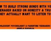 https://www.raisingremarkableteenagers.com/class.nParents of teenagers interested in bridging the disconnect between themselves and their teenagers can learn for FREE, How To Build Strong Bonds With Their Teenagers Based on Honesty &amp; Trust, So Their Teens Actually Wants To Listen To Them. nIn this Free Webinar Adolescent Psychologist and Parenting Teenagers Expert Angela karanja reveals exactly how parents can build those strong bonds with their teenagers. Angela candidly shares her own stor