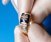 This exquisite 14К yellow gold Jerusalem Cross ring with blue enamel and 29 diamonds is a luxurious piece of jewelry filled with deep meaning. You can emphasize your status, complement your luxurious style with its help.nThis Jerusalem cross ring isn’t just an expensive piece of jewelry. The Cross of Jerusalem is a reminder of the five wounds suffered by Christ during his crucifixion. This Jerusalem Cross ring can become a real family heirloom, that bears a symbol of faith.nParticular attenti