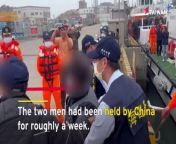 One Taiwanese fisher held by China has been returned home to Kinmen, while another is still being detained. The two men had wandered into waters near China and were picked up by the country’s coast guard on March 17.
