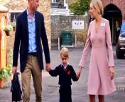 4-year-old Prince George was sent off to school escorted by dad Prince William. His mom, Duchess Kate, stayed home. Kensington Palace said she was still not feeling well due to her pregnancy.
