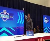 USC wide receiver Brenden Rice, son of the legendary Jerry Rice, spoke about the Las Vegas Raiders at the 2024 NFL Draft Combine.