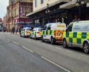 A number of police cars and an ambulance attended the scene.
