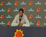 Phoenix Suns forward Kevin Durant spoke with reporters after their victory over the Toronto Raptors.