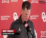The Sooners&#39; head coach unofficially opened spring practice on Wednesday with a 40-minute news briefing.