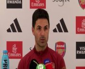 Arsenal boss Mikel Arteta on the challenge of facing Brentford and the title race with Liverpool and Manchester City&#60;br/&#62;London Colney training centre, London, England