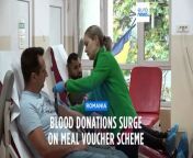 The number of blood donors in Romania has surged following a significant increase in the value of meal ticket vouchers.