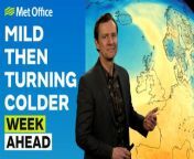 This is the Met Office UK Weather forecast for the week ahead 18/03/2024.&#60;br/&#62;&#60;br/&#62;A mild start to the week but things will turn colder by the weekend. There’ll be more rain but not big amounts and most will have more dry days than wet one..&#60;br/&#62;&#60;br/&#62;Bringing you this forecast for the week ahead is Met Office meteorologist Alex Deakin.&#60;br/&#62;