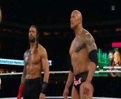 Roman Reigns & The Rock Vs Cody Rhodes & Seth Rollins - WWE WrestleMania April 6, 2024 Highlights from roman reigns vs brock lesnar greatest royal rumble full match