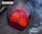 Lava was seen bubbling and popping from a volcano, which has been erupting for a month. The eruptions from the volcano in Grindavik, Iceland, show no signs of ending.