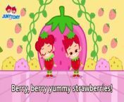 a fun song describing a strawberry fruit, how it taste, smell as well as all our favorite yummy foods and desserts that are made of it.