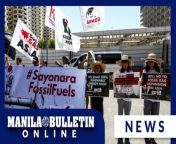 Climate advocates stage a protest outside the Japanese Embassy in Manila on Wednesday, April 24, calling for Japan to implement the total phase-out of public financing for fossil fuel projects which is &#39;causing the imminent catastrophe that is staring humanity in the face, by way of record-breaking heat, floods and other calamities.&#39;&#92;