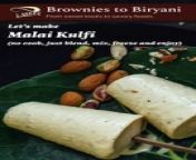 Best homemade kesar pista malai kulfi&#60;br/&#62;&#60;br/&#62;Ingredients:&#60;br/&#62;&#60;br/&#62;1 slice of white or brown bread with edges removed&#60;br/&#62;1/3 cup pistachios&#60;br/&#62;1/3 cup almonds&#60;br/&#62;1 tbsp warm milk with 4-5 kesar strands&#60;br/&#62;1 cup (235 ml) whipping cream&#60;br/&#62;350 ml evaporated milk&#60;br/&#62;300 ml sweetened condensed milk&#60;br/&#62;1/4 tsp cardamom powder&#60;br/&#62;&#60;br/&#62;Optional garnishes: Dried rose petals and chopped pistachios&#60;br/&#62;&#60;br/&#62;Procedure:&#60;br/&#62;In a blender, combine the slice of bread, pistachios, almonds, and whipping cream,milk with kesar strands. Blend until it forms a fine creamy nutty paste.&#60;br/&#62;In a bowl, mix the creamy nutty paste with the condensed milk and evaporated milk until well combined.&#60;br/&#62;Pour the mixture into your desired molds or a glass/plastic container.&#60;br/&#62;Freeze for about 6-8 hours (until completely solid)&#60;br/&#62;Serve as popsicles, cut into square pieces, or scooped.&#60;br/&#62;Garnish with dried rose petals and chopped pistachios, if you like.
