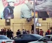 People of Iran are tearing banners showing anger over the rule of former General Qasim Suleimani from hd sc video