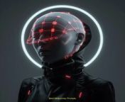 Prompt Midjourney : This image features a futuristic, cybernetic female character. The central element is a complex, digital visor covering her face, composed of interconnected red LED circuits against a black framework. Her skin is pale and smooth, contrasting with the matte black high-collared jacket she&#39;s wearing. The background is stark, dark, with a soft glow emanating from a white neon light positioned behind her neck, casting a faint halo effect. The lighting is subdued yet focused, highlighting her face and visor while keeping the surroundings in shadow. The overall tone is cold and technological, fitting a cyberpunk theme. front view --style raw --s 50