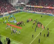 2024 Irish Cup Final - Cliftonville lift the trophy from canadian lift