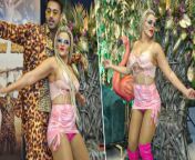 Rakhi Sawant has made her hip-hop dance debut with a new music video. At the song launch, she was seen shaking a leg in an uncomfortable dress.