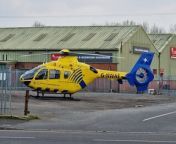 Air ambulance lands in Wigan industrial area