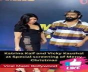 Adorable couple Vicky Kaushal and Katrina Kaif were snapped at special screening of &#39;Merry Christmas&#39; Viral Masti Bollywood