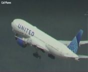 United Airlines flight loses tyre during take-offSource: Cali Planes/AP
