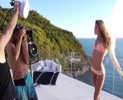 Lindsay Ellingson, Doutzen Kroes and Candice Swanepoel on the set in gorgeous St. Barths as they shoot the new Flawless by Victoria&#39;s Secret campaign.