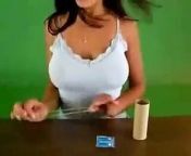 Girl builds a penny shooter with condom.