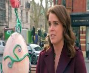 Princess Eugenie reads to children at Sloane Square for the launch of 12 giant decorated eggs in Sloane Square in aid of the Elephant Family charity. Elephant Family works to protect the Asian elephant from extinction in the wild. Report by Covellm. Like us on Facebook at http://www.facebook.com/itn and follow us on Twitter at http://twitter.com/itn