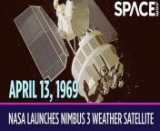 On April 13, 1969, NASA launched a new weather satellite called Nimbus 3. &#60;br/&#62;&#60;br/&#62;This was the third in a series of second-generation research and development satellites NASA launched to test new technologies for weather forecasting. Nimbus 3 had an infrared spectrometer that allowed it to record temperatures throughout the atmosphere. It could also detect electromagnetic radiation in a whole spectrum of wavelengths, which helps scientists determine the structure of the atmosphere. The satellite also had cameras that provided real-time images of cloud coverage. Nimbus 3 launched on a Thor-Agena rocket from Vandenberg Air Force Station in California and entered a polar orbit. Two months later, one of its instruments failed. After more of them broke down, NASA terminated the mission in 1972.