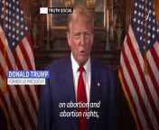 Abortion rights should be left up to US states to decide, Republican presidential candidate Donald Trump says, effectively rejecting a national abortion ban after months of mixed signals on one of the November election&#39;s most contentious issues. Trump&#39;s opponent, Democrat US President Joe Biden, is a devout Catholic but has stood firm in his support for abortion access.