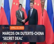 President Ferdinand Marcos Jr. expresses frustration over conflicting information regarding the secret deal struck between his predecessor Rodrigo Duterte and China on the West Philippine Sea years ago.&#60;br/&#62;&#60;br/&#62;Full story: https://www.rappler.com/philippines/marcos-jr-decries-excuses-duterte-administration-officials-secret-deal-china-april-2024/