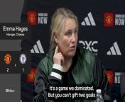 Managers Marc Skinner and Emma Hayes react to Man United&#39;s 2-1 win over Chelsea in the Women&#39;s FA Cup semi-finals.