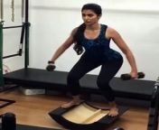 Let&#39;s just pretend that I was shaking my legs becoz I was trying to copy Elvis Presley and NOT coz it was so damn hard to bala...elf ;) hahaha Such a fun work out on the inverted Arc Barrel! Thank u @samir.purohit for the Pilates-accidental-Elvis clas&#60;br/&#62;Pooja Hegde fitness