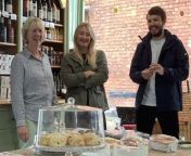 Video supplied by Tracey Edwards, of The Fields Kitchen, in Market Drayton when the business was visited by the BBC property show Escape to the Country.&#60;br/&#62;The couple, Rachel and Tom, from Cheshire, were invited to try the local gingerbread, dipped in Port.