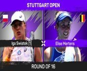Iga Swiatek advanced to the quarter-finals at Stuttgart with a dominant display over Elise Mertens