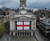 A giant St George&#39;s flag, claimed to be the largest in the country, flies in Nottingham.Source: PA