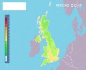 Weather forecast for the UK showing expected temperatures