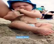 Funny baby reacton on the beach. from bondi beach nude