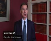 Chancellor Jeremy Hunt says the latest GDP figures that show that 2023’s recession was slightly weaker than originally thought are a “testament to the resilience of the economy”. Figures released by the Office for National Statistic revealed the economy shrunk for two quarters in a row, but the total contraction over that six-month period dropped from 0.5% to 0.4%. Report by Blairm. Like us on Facebook at http://www.facebook.com/itn and follow us on Twitter at http://twitter.com/itn