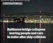 A major US bridge has collapsed after a cargo ship collided into the structure, causing cars to fly into Baltimore’s Patapsco River with at least seven people expected to be in the water.&#60;br/&#62;&#60;br/&#62;Chief Kevin Cartwright, director of communications for the Baltimore City Fire Department called the incident a “developing mass casualty event” saying his focus is on “trying to rescue and recover these people”.