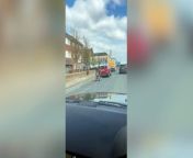 A bizarre video shows a man towing a metal fence from his mobility scooter on a main road. The footage shows the steel palisade fence tied to the scooter’s headrest while the man towed it on the road behind him in Grimsby on the morning of March 24.