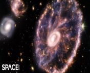 Travel 500 million light-years into the James Webb Space Telescope&#39;s amazing view of the Cartwheel Galaxy. &#60;br/&#62;&#60;br/&#62;Credit: ESA/Webb, NASA, CSA, STScI, Dark Energy Survey/DOE/FNAL/DECam/CTIO/NOIRLab/NSF/AURA, E. Slawik, N. Risinger, N. Bartmann &#124; mash mix by Space.com&#39;s Steve Spaleta&#60;br/&#62;&#60;br/&#62;Music: Stratosphere Voyage by Spirits Of Our Dreams / courtesy of Epidemic Sound